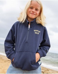 Skwosh - Good As Gold Kids Half Zip Sweat in Navy