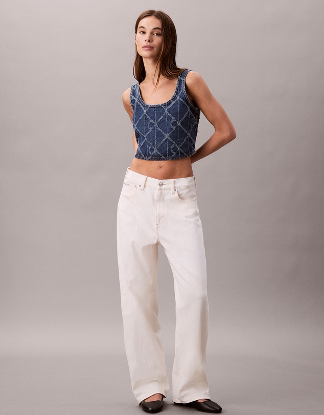 Calvin Klein Jeans - Denim Allover Monogram Cropped Tank Top