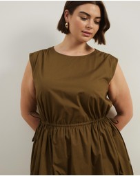 Atmos&Here Curvy - Cora Drawstring Poplin Midi Dress