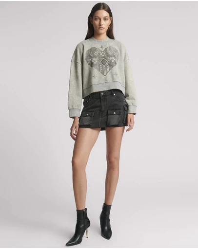 ONE TEASPOON - Sloane Low Waist Denim Mini Skirt - Faded Black