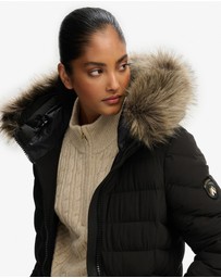Superdry - Fuji Faux Fur Hooded Longline Slim Fit Jacket