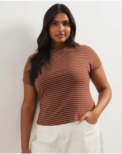 Atmos&Here Curvy - Layla Short Sleeve Stripe Tee