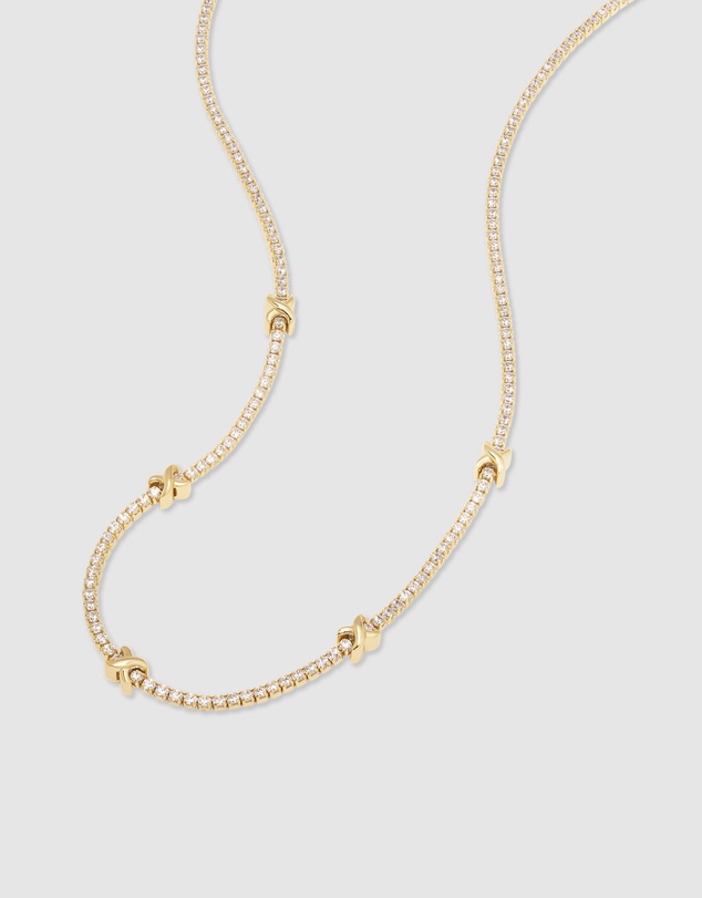 Wanderlust + Co - Pave 14K Gold Vermeil Petite Tennis Necklace