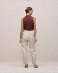 Trenery - Stretch Linen Blend Pull On Pant in Flax