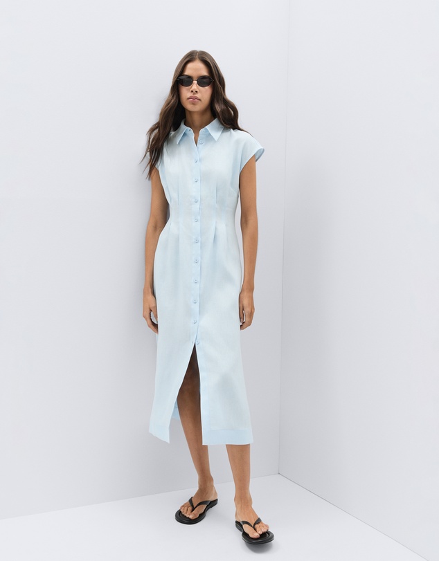 UNISON - Collared Linen Midi Dress