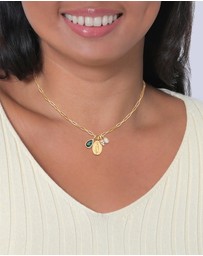 Elli Jewelry - Necklace Drop Green Quartz and Zirconia 925 Sterling Silver Gold-plated