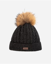 Ozwear Connection Uggs - Ugg Cable Knit Pure Cashmere Beanie With Detachable Pom Pom (Raccoon)