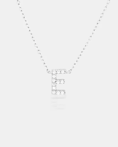 The Silver Collective - A-Z Letter Necklace Silver - E