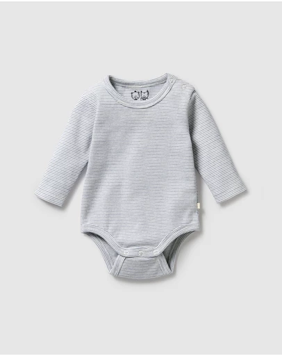 Wilson & Frenchy - Organic Stripe Rib Long Sleeve Bodysuit - Babies