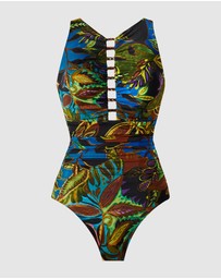 Miraclesuit Swimwear  - Amazonia Swizzle Underwire High Neck Swimsuit with Beads