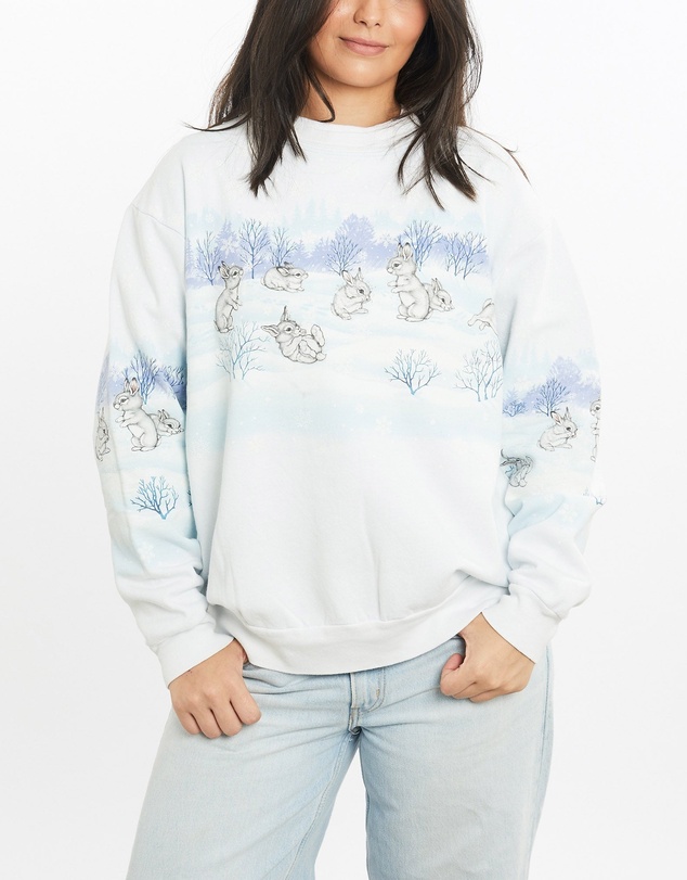 Vintage by The Real Deal - Pre Loved - Vintage 90s Bunny Winter Wildlife Sweatshirt