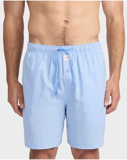 Mitch Dowd - Mitchdowd Blue Stripe Linen Sleep Shorts