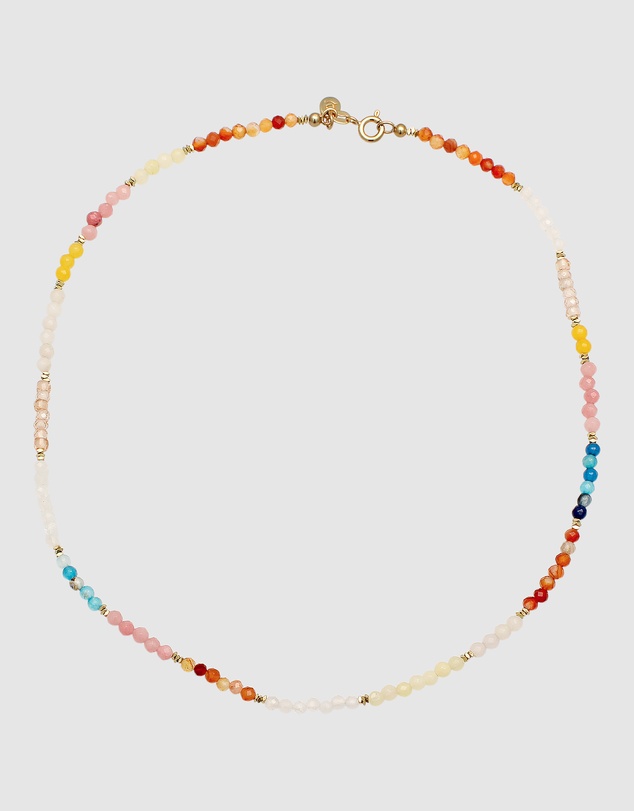 Elli Jewelry - Necklace Agate Beaded Summer 925 Sterling Silver Gold-Plated