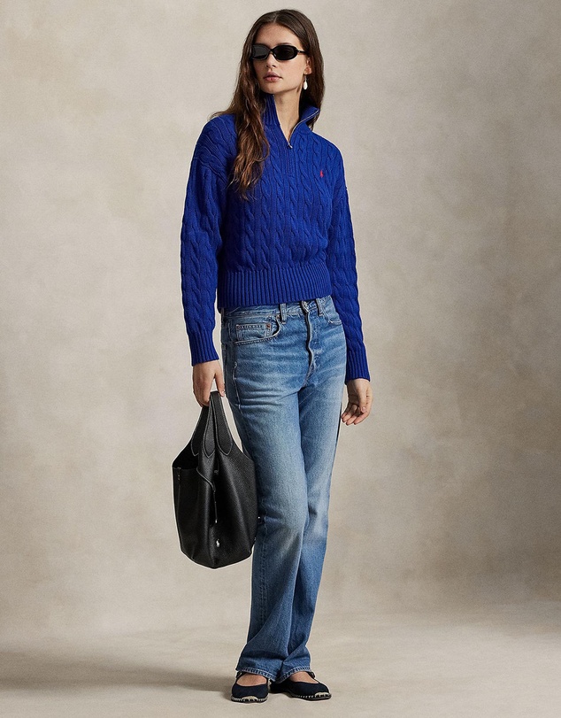 Polo Ralph Lauren - Cable-Knit Cotton Quarter-Zip Sweater - The ICONIC Exclusive