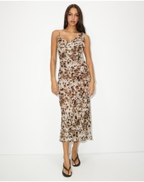 Dazie - Esme Animal Print Chiffon Midi Dress