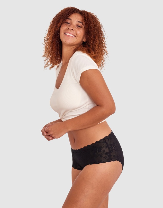 Bras N Things - Smooth Lace Full Brief - Black