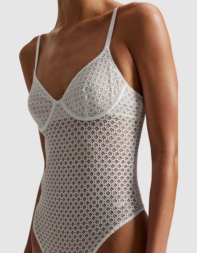 Polo Ralph Lauren - Cotton Eyelet Underwired Thong Back Lingerie Bodysuit