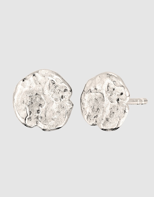Kuzzoi - ICONIC EXCLUSIVE - Hammered Disc Stud Earrings in 925 Silver