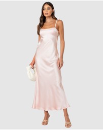 EDIKTED - Vienna Open Back Satin Maxi Dress