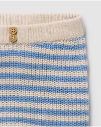 Wilson & Frenchy - Frosted Blue Organic Knitted Stripe Leggings - Babies