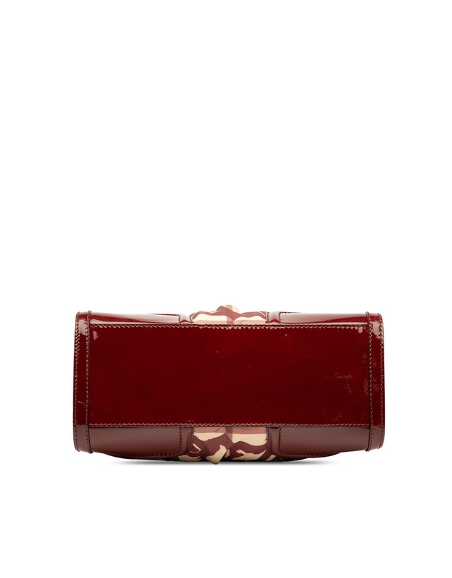 Pre-Loved by Azura Reborn - Pre-Loved Patent Trimmed House Check Coated Canvas Hearts Pilgrim Satchel