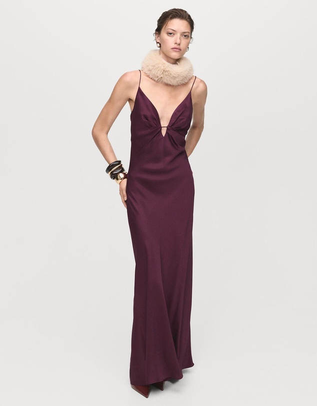 M.N.G - V-Neck Satin Dress
