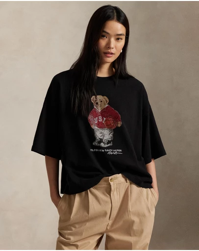 Polo Ralph Lauren - Rhinestone Polo Bear Cotton Jersey Tee