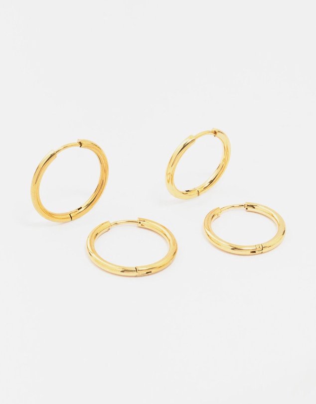 Lovisa - Waterproof Gold Plated Stainless Steel Mini Hoop Earrings 2-Pack