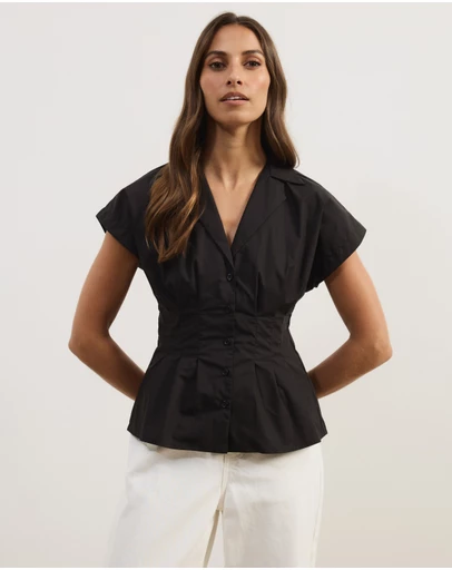 Atmos&Here - Marcy Pin Tuck Short Sleeve Shirt