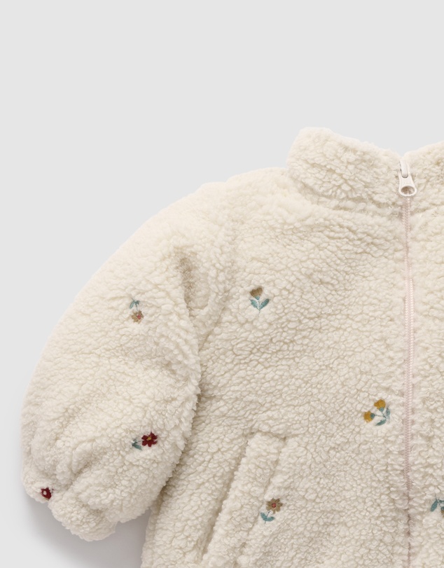 Purebaby - Fluffy Embroidered Jacket -Kids-Babies
