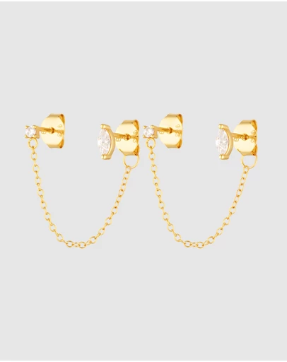 HOUSE OF SLANI - Double Dainty Zelia Chain Stud Earrings