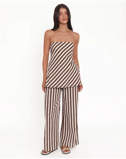 Petal & Pup - Kim Pant Set - Brown Stripe