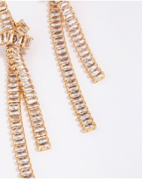 Lovisa - Gold Plated Cubic Zirconia Baguette Knotted Drop Earrings
