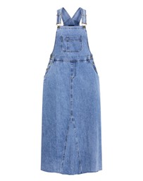 City Chic - Plus size Pinafore Denim Maxi Dress - light wash
