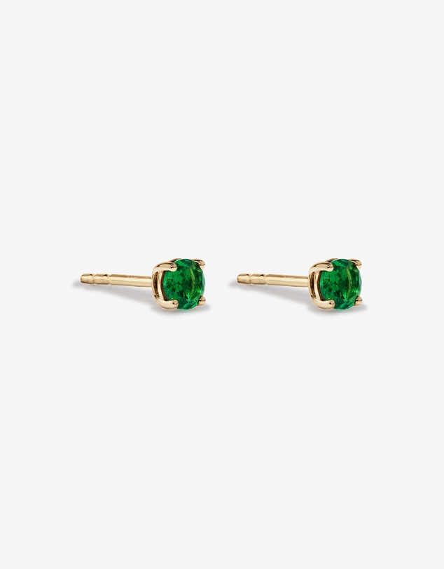 Michael Hill - Round Green Created Emerald Birthstone Stud Earrings in 10kt Yellow Gold