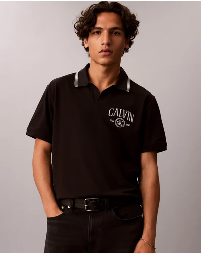 Calvin Klein Jeans - Open Collar Pique Graphic Polo