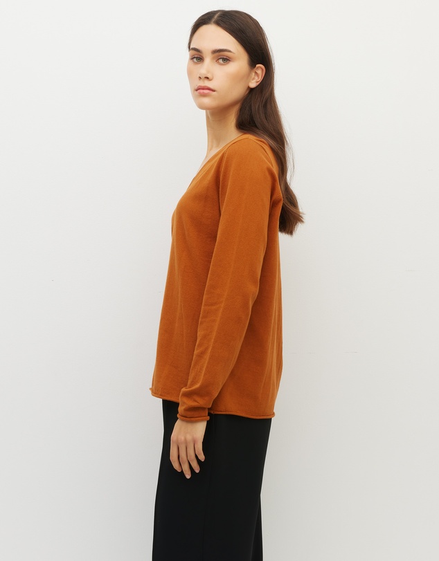 JH Lounge - JHL V-Neck L/S T (Fine Cotton Cashmere) Tobacco