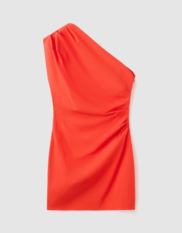 M.N.G - Asymmetric Neckline Dress with Draped Detail