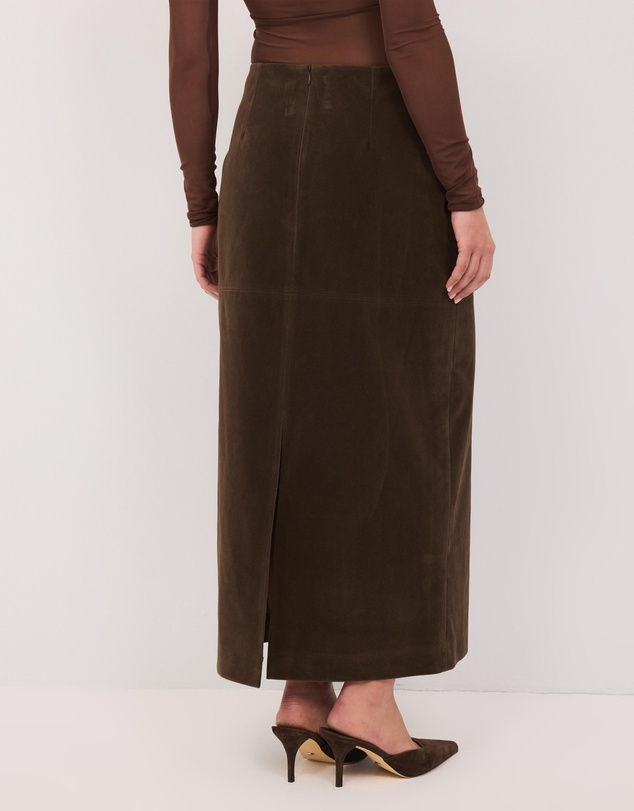 Calli - Maslow Faux Suede Midi Skirt