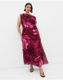 City Chic - Vivid Print Maxi Dress - Raspberry