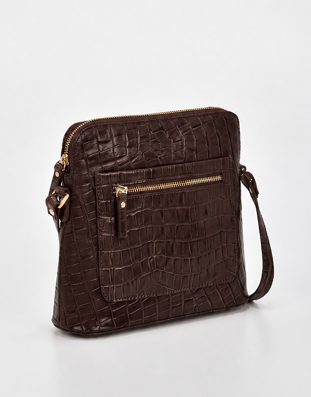 Cobb & Co - Kingsley Croc Leather RFID Safe Crossbody