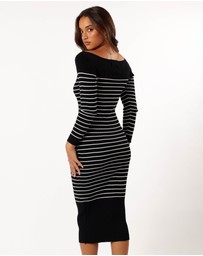 Petal & Pup - Baxtor Off the Shoulder Midi Dress - White/Black