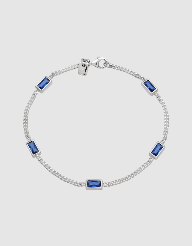 Kuzzoi - ICONIC EXCLUSIVE - Curb Chain Bracelet with Sapphire in 925 Sterling Silver