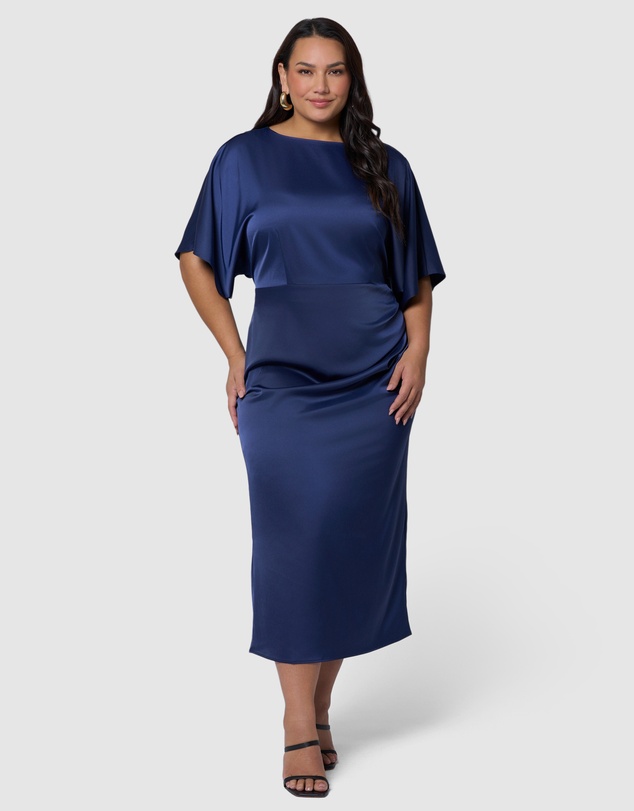 Pink Dusk by Curve Project - Dark Romance Satin Midi Dress