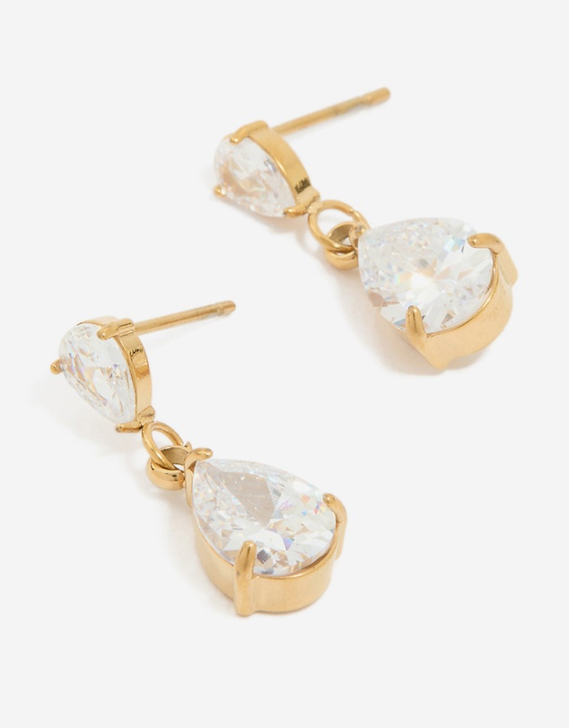 Lovisa - Waterproof Gold Plated Stainless Steel Cubic Zirconia Dainty Drop Earrings