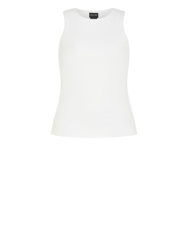 City Chic - Plus size Ally Tank Top - white