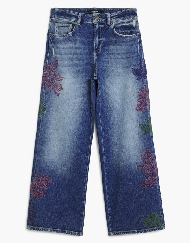 Desigual - Embroidered culotte jeans