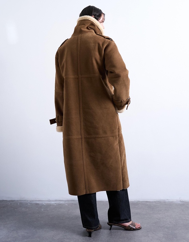 TOPSHOP - Longline Funnel Aviator Shearling