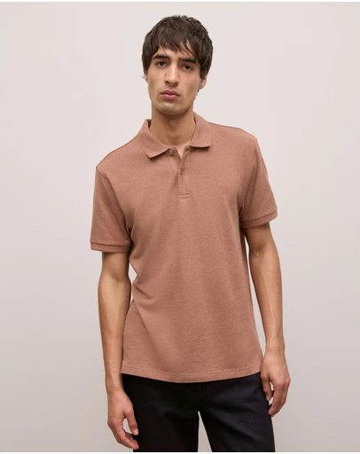 Trenery - Pique Marle Monogram Polo in Sierra