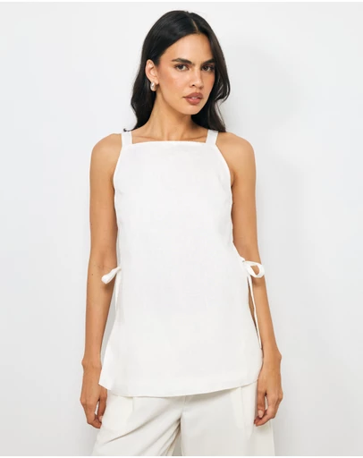 AERE - Maisie Linen Tie Side Top